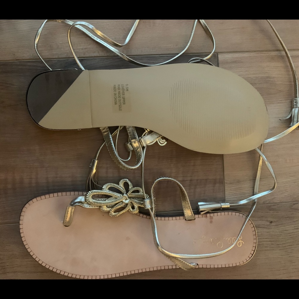 Lilly Pulitzer Lace Up Gold Sandals